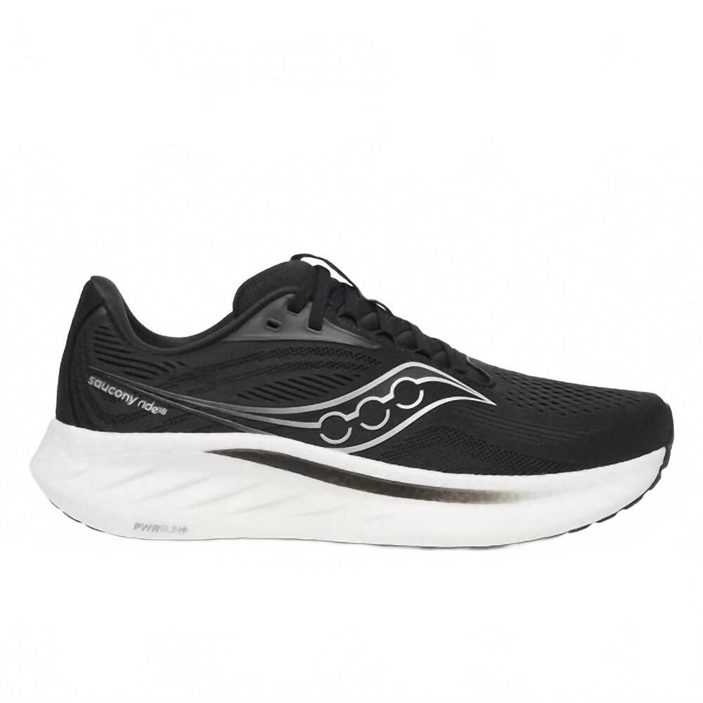 NEW SAUCONY men's ride 18 2e running shoes in black/white